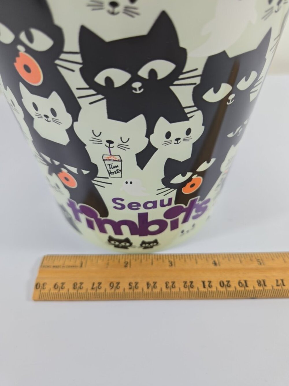 Timbits Bucket Pail Halloween Cats Glow in the Dark Tim Hortons - Picture 4 of 4